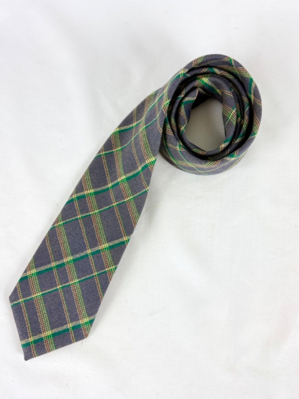 Vintage Clipper Craft Purple Wool Plaid Necktie Lavender Tartan Tie Gift NWOT